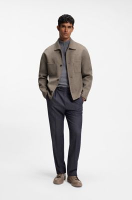 Relaxed-fit blazer in a double-face wool blend, Light Brown