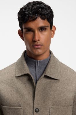 Relaxed-fit blazer in a double-face wool blend, Light Brown