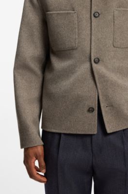 Relaxed-fit blazer in a double-face wool blend, Light Brown