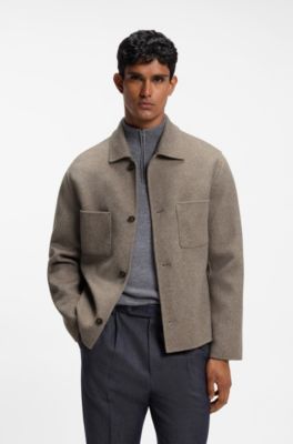 Relaxed-fit blazer in a double-face wool blend, Light Brown
