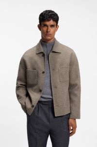Relaxed-fit blazer in a double-face wool blend, Light Brown