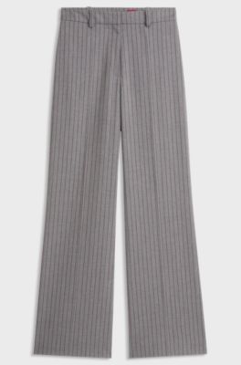 Pinstripe regular-fit trousers with D-ring detail, Grey Patterned