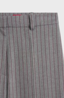 Pinstripe regular-fit trousers with D-ring detail, Grey Patterned