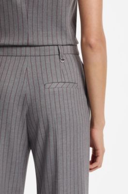 Pinstripe regular-fit trousers with D-ring detail, Grey Patterned
