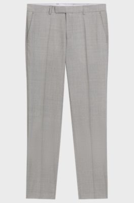 Slim-fit virgin-wool trousers with vertical stripes, Light Grey