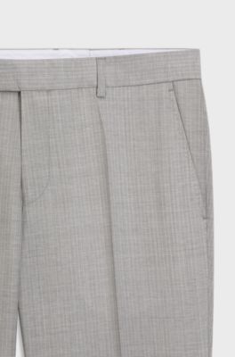 Slim-fit virgin-wool trousers with vertical stripes, Light Grey