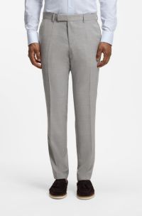 Slim-fit virgin-wool trousers with vertical stripes, Light Grey