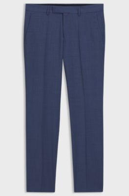 Slim-fit virgin-wool trousers with vertical stripes, Blue