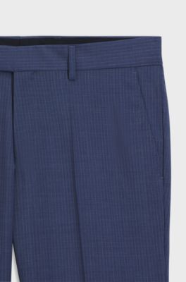Slim-fit virgin-wool trousers with vertical stripes, Blue