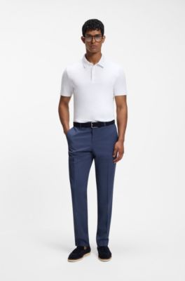 Slim-fit virgin-wool trousers with vertical stripes, Blue
