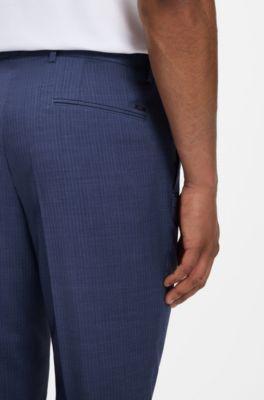 Slim-fit virgin-wool trousers with vertical stripes, Blue