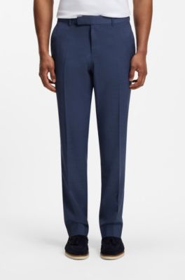 Slim-fit virgin-wool trousers with vertical stripes, Blue