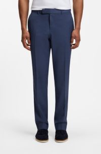 Slim-fit virgin-wool trousers with vertical stripes, Blue
