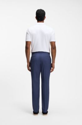 Slim-fit virgin-wool trousers with vertical stripes, Blue