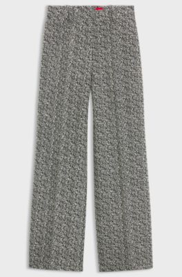 Regular-fit trousers in stretch herringbone fabric, Patterned