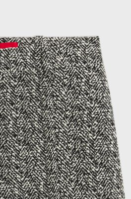 Regular-fit trousers in stretch herringbone fabric, Patterned
