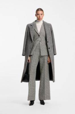 Regular-fit trousers in stretch herringbone fabric, Patterned