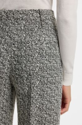 Regular-fit trousers in stretch herringbone fabric, Patterned