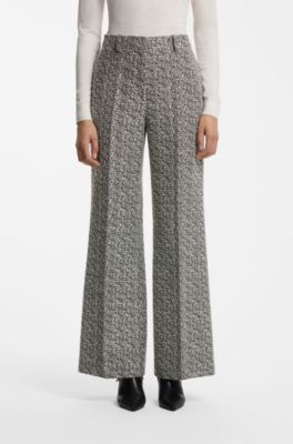 Regular-fit trousers in stretch herringbone fabric, Patterned