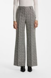 Regular-fit trousers in stretch herringbone fabric, Patterned