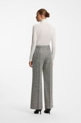 Regular-fit trousers in stretch herringbone fabric, Patterned