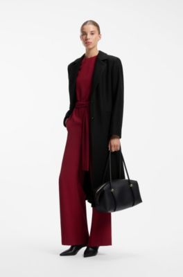 Relaxed-fit formal coat with monogram rivet, Black