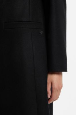 Relaxed-fit formal coat with monogram rivet, Black
