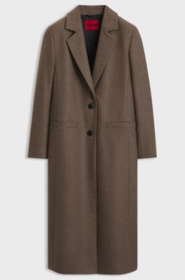 Relaxed-fit formal coat with monogram rivet, Brown