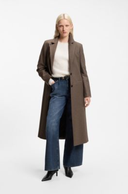 Relaxed-fit formal coat with monogram rivet, Brown
