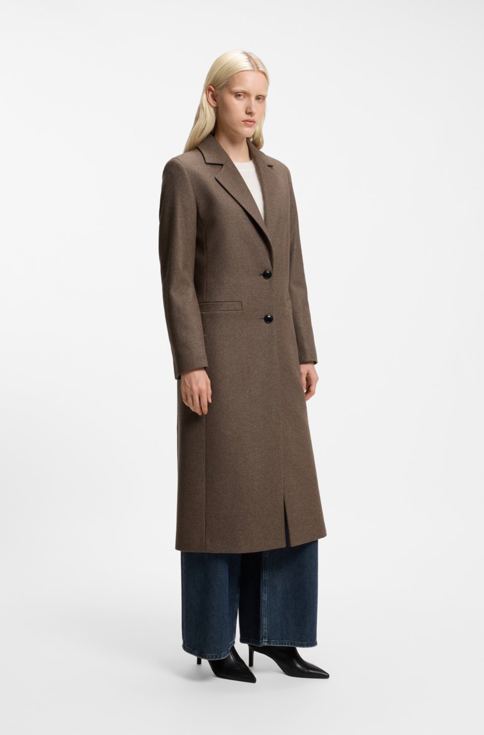 Relaxed-fit formal coat with monogram rivet