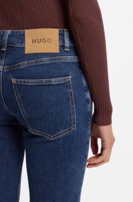 Jeans svasati in denim elasticizzato blu, Blu scuro