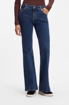 Jeans svasati in denim elasticizzato blu, Blu scuro