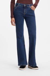 Flared-fit jeans in blue stretch denim, Dark Blue