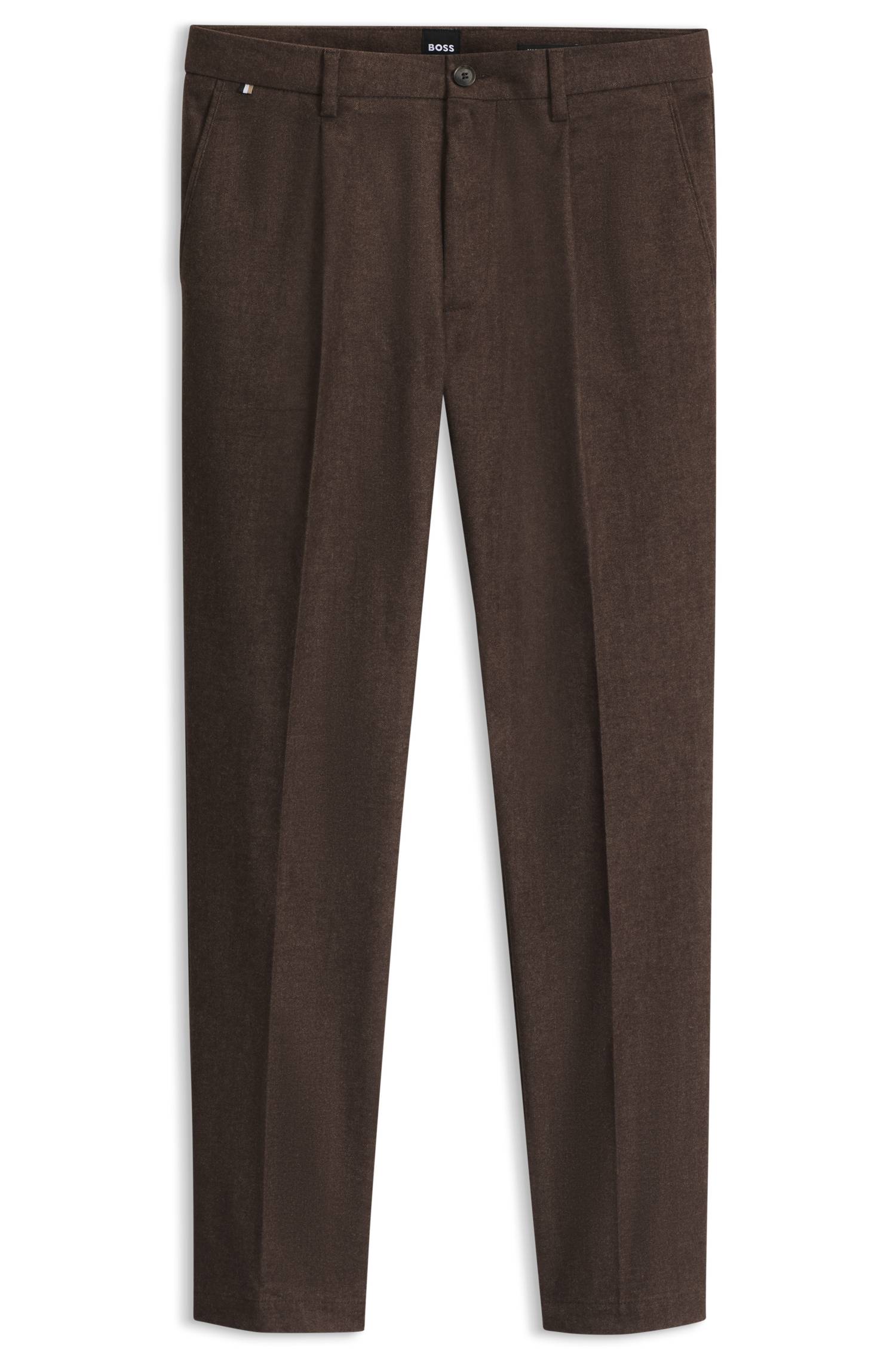 Boss Modern-fit trousers in melange stretch fabric byxor herr – bild 4