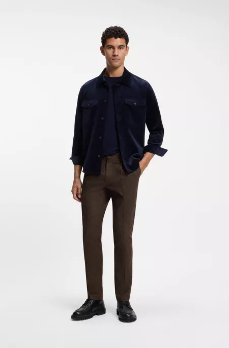 Modern-fit trousers in melange stretch fabric