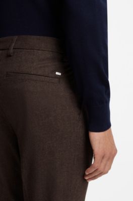 Modern-fit trousers in melange stretch fabric, Dark Brown