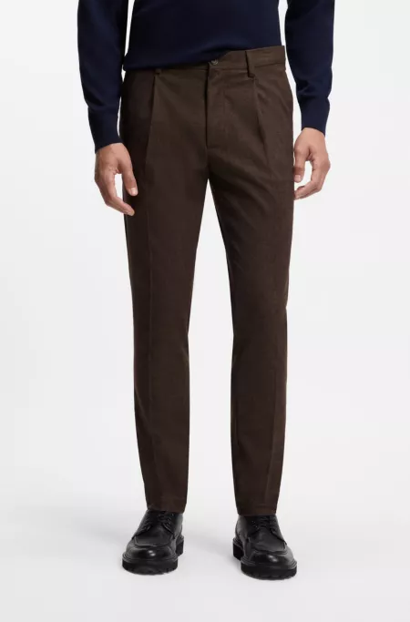Modern-fit trousers in melange stretch fabric