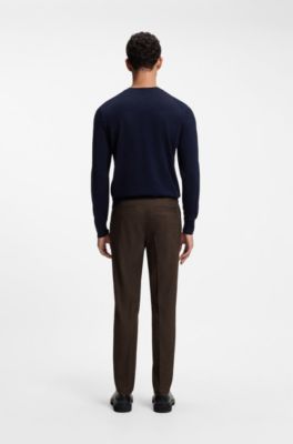Modern-fit trousers in melange stretch fabric, Dark Brown
