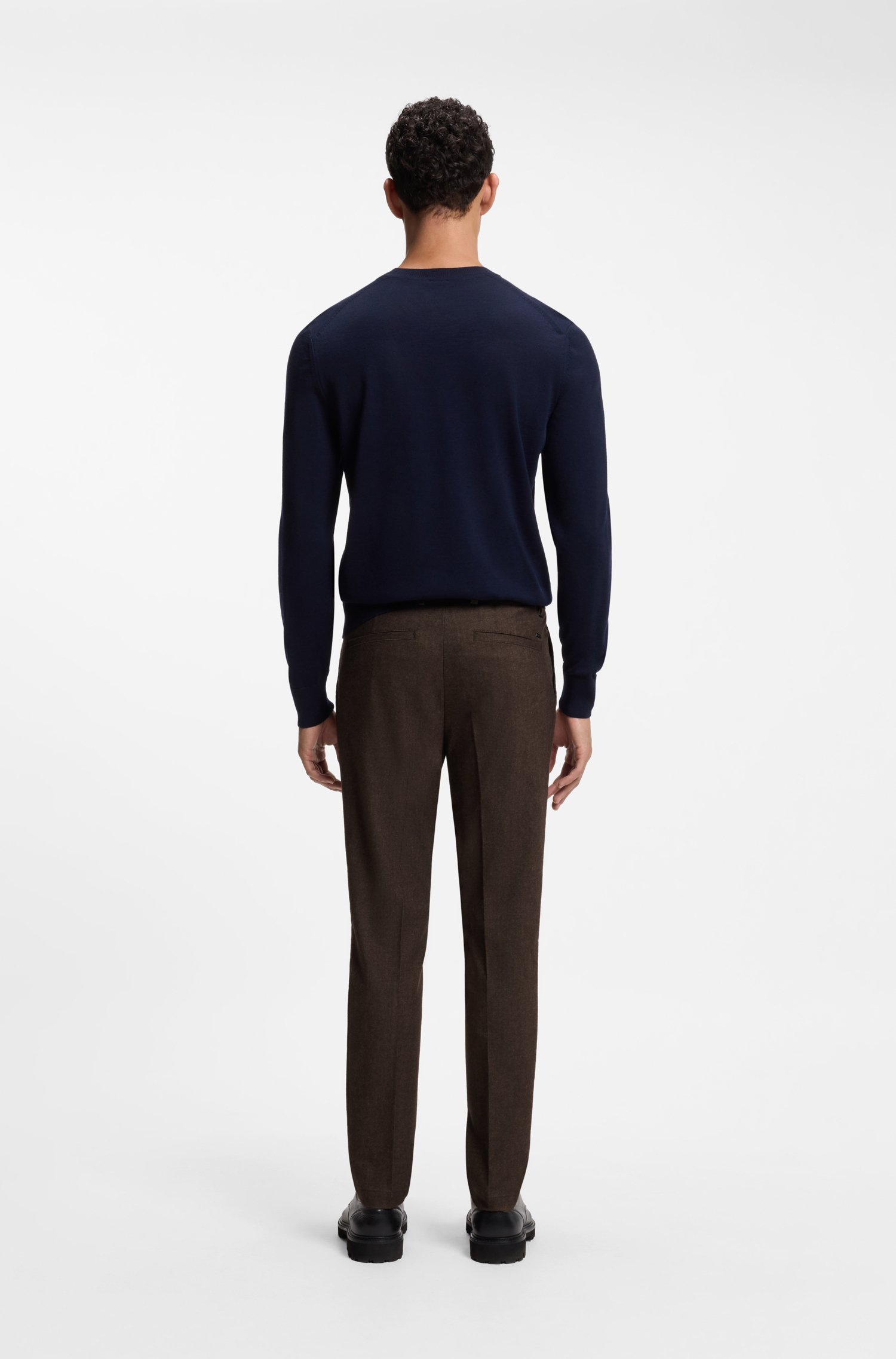 Boss Modern-fit trousers in melange stretch fabric byxor herr – bild 2