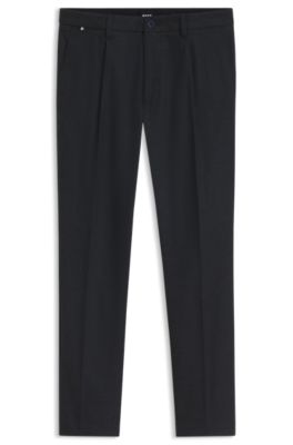 Modern-fit trousers in melange stretch fabric, Dark Blue