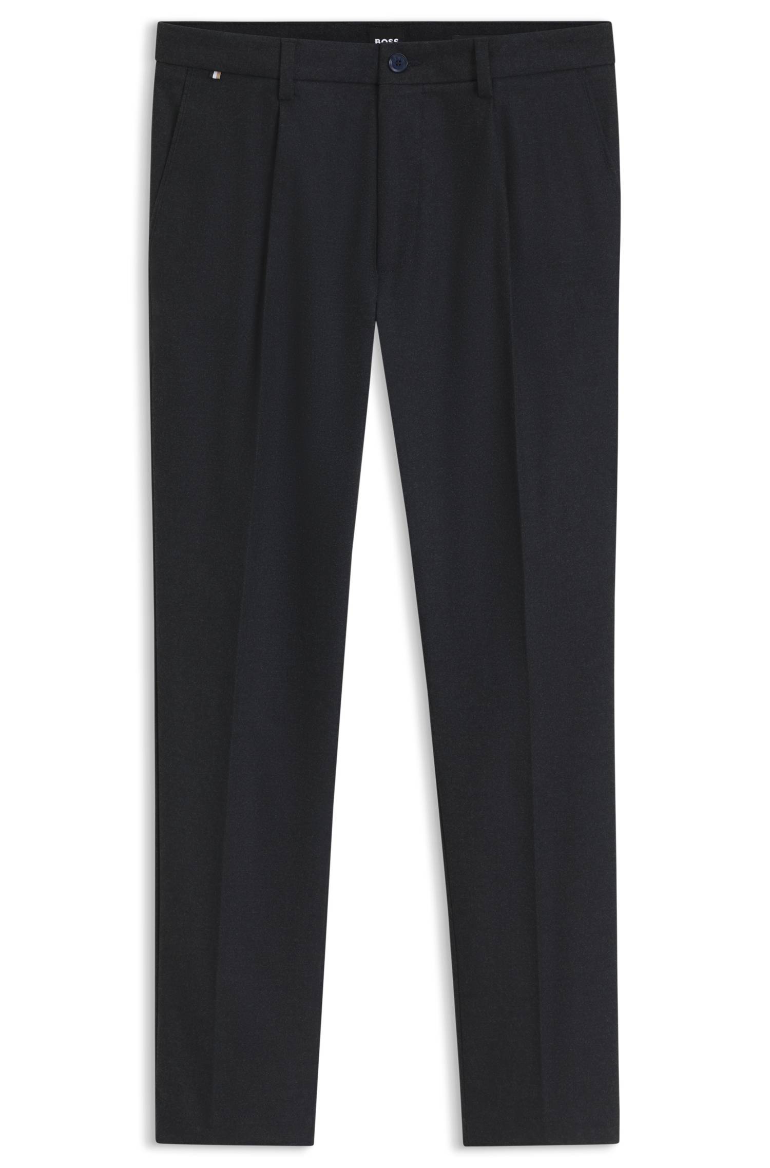 Boss Modern-fit trousers in melange stretch fabric byxor herr – bild 4