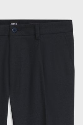 Modern-fit byxor i melerat stretchmaterial, M&ouml;rkbl&aring;