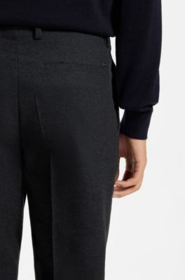 Modern-fit trousers in melange stretch fabric, Dark Blue
