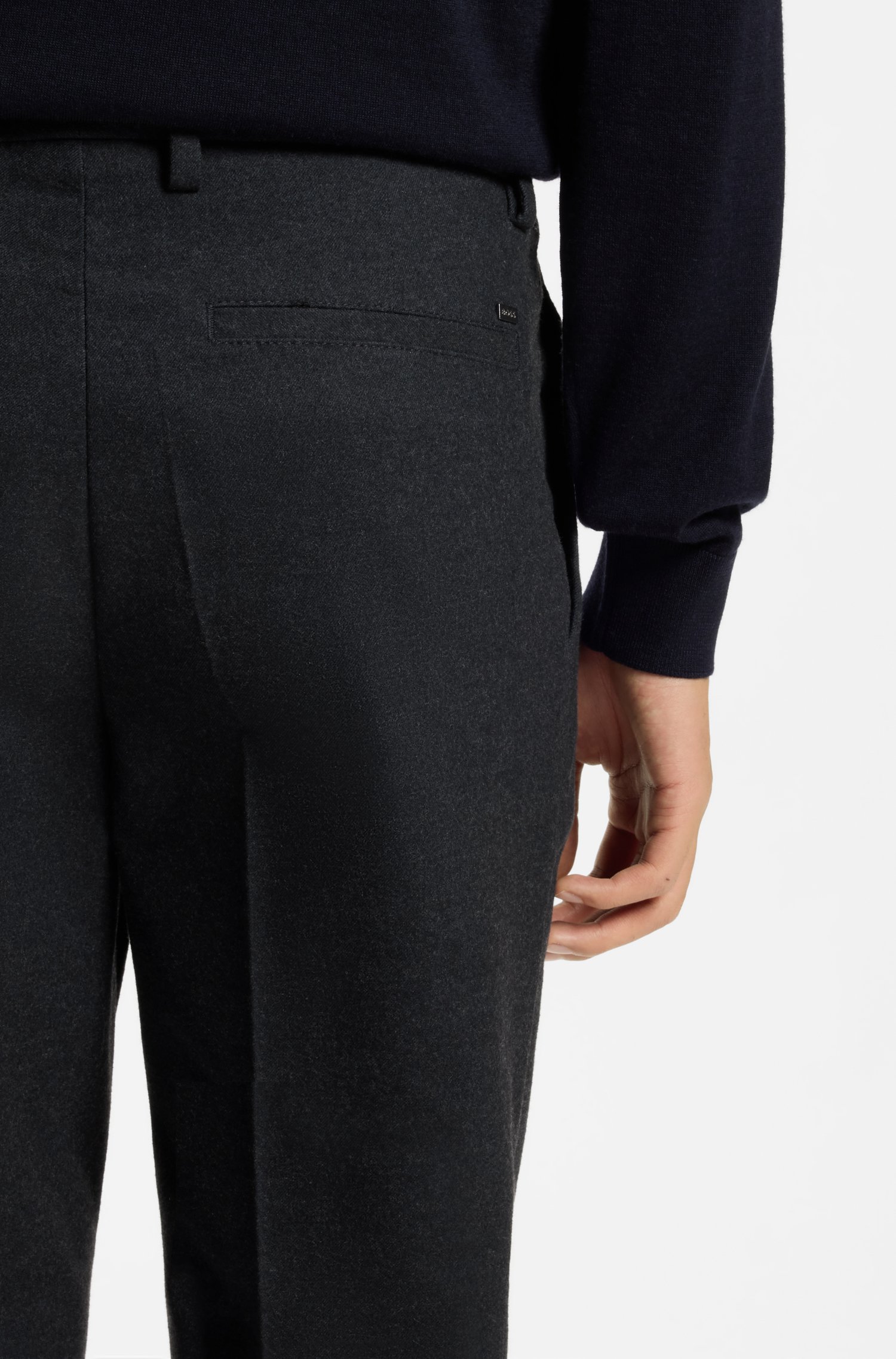 Boss Modern-fit trousers in melange stretch fabric byxor herr – bild 3