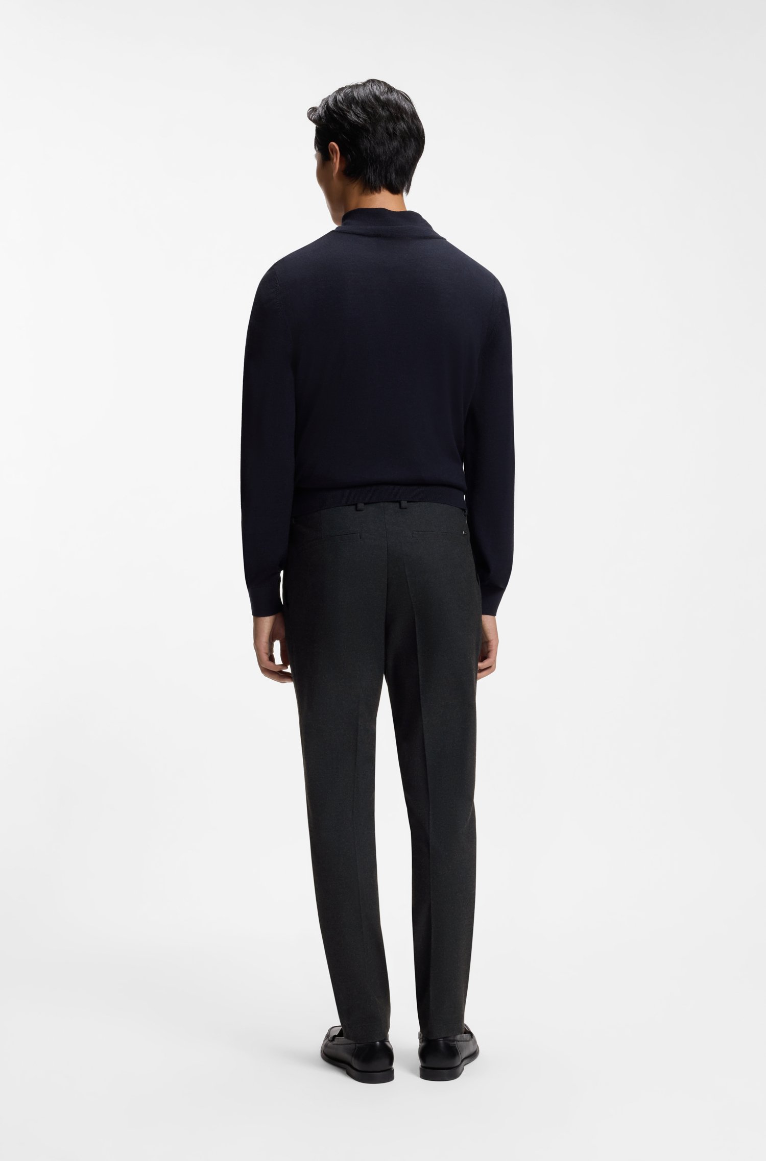 Boss Modern-fit trousers in melange stretch fabric byxor herr – bild 2