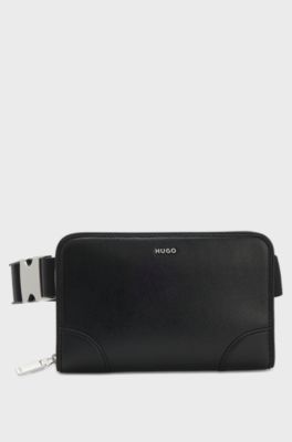 Crossbody bag with brushed silver hardware, Black