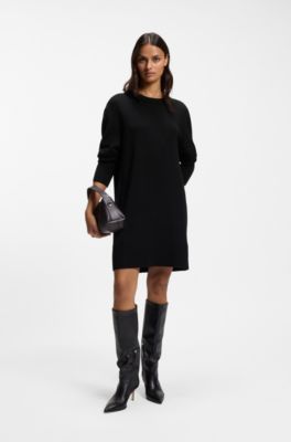 Relaxed-fit sweater dress in a virgin-wool blend, Black