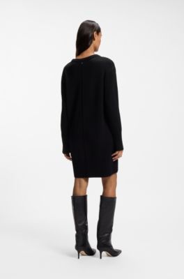 Relaxed-fit sweater dress in a virgin-wool blend, Black