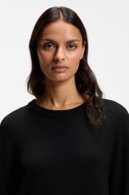 Relaxed-fit sweater dress in a virgin-wool blend, Black