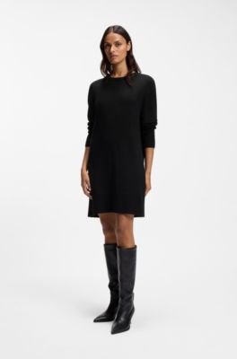 Relaxed-fit sweater dress in a virgin-wool blend, Black